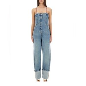 Moschino Jeans Turn-Up Hem Denim Jumpsuit